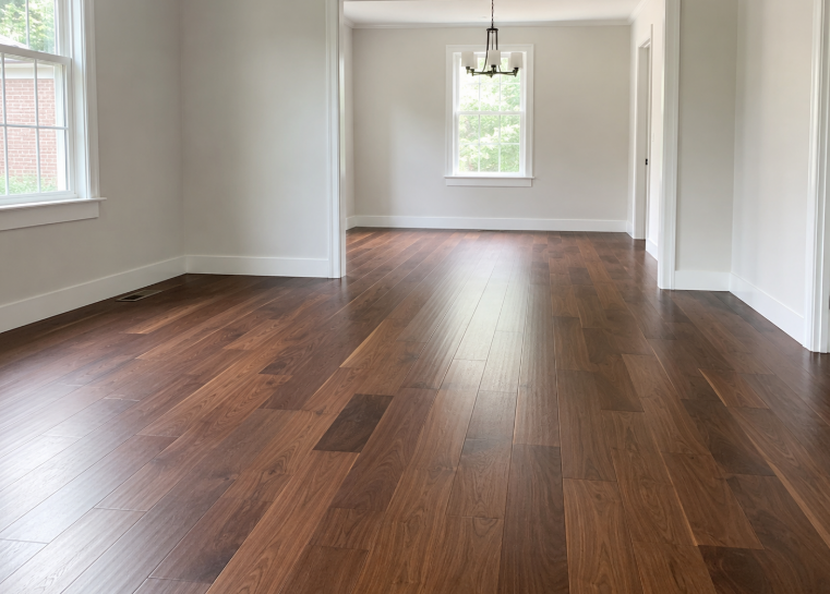 Walnut hardwood installation in a Chevy Chase, MD home