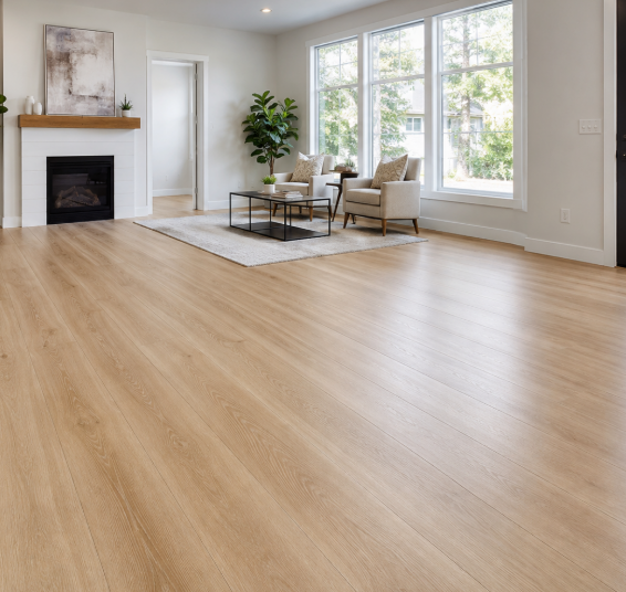 Wood-look luxury vinyl plank installation in progress in a Silver Spring, MD home